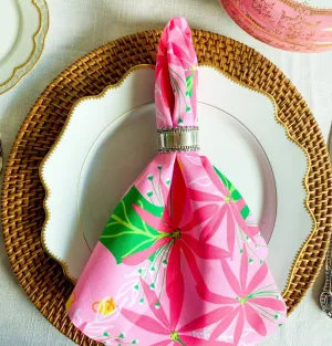 New! Poinsettia Pink Napkins- set of 2