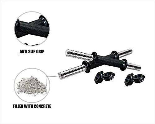 NST Fitness Black 2 kg Adjustable PVC Dumbbell (1 kg X 4) with 14 Inch Dumbbell Rod Plastic Grip for Home Exercise for Men and Women