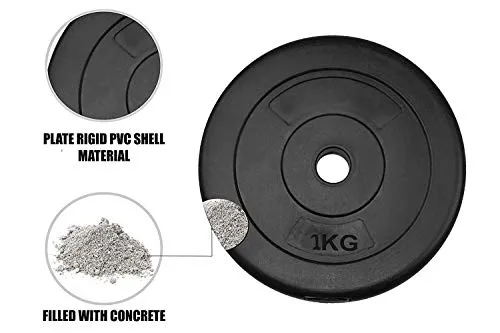 NST Fitness Black 2 kg Adjustable PVC Dumbbell (1 kg X 4) with 14 Inch Dumbbell Rod Plastic Grip for Home Exercise for Men and Women