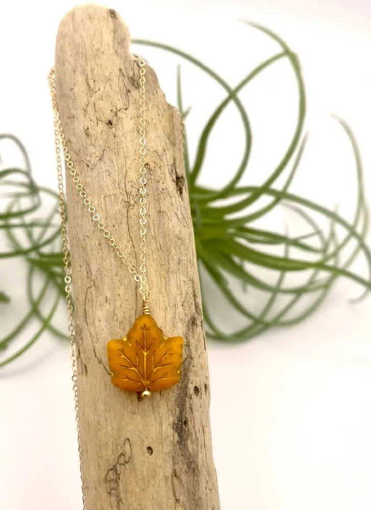 Orange Leaf Peeper Necklace
