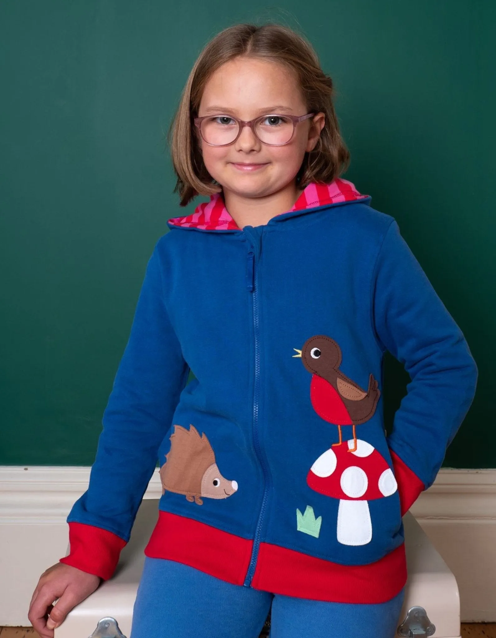 Organic Floral Mushroom Applique Hoodie