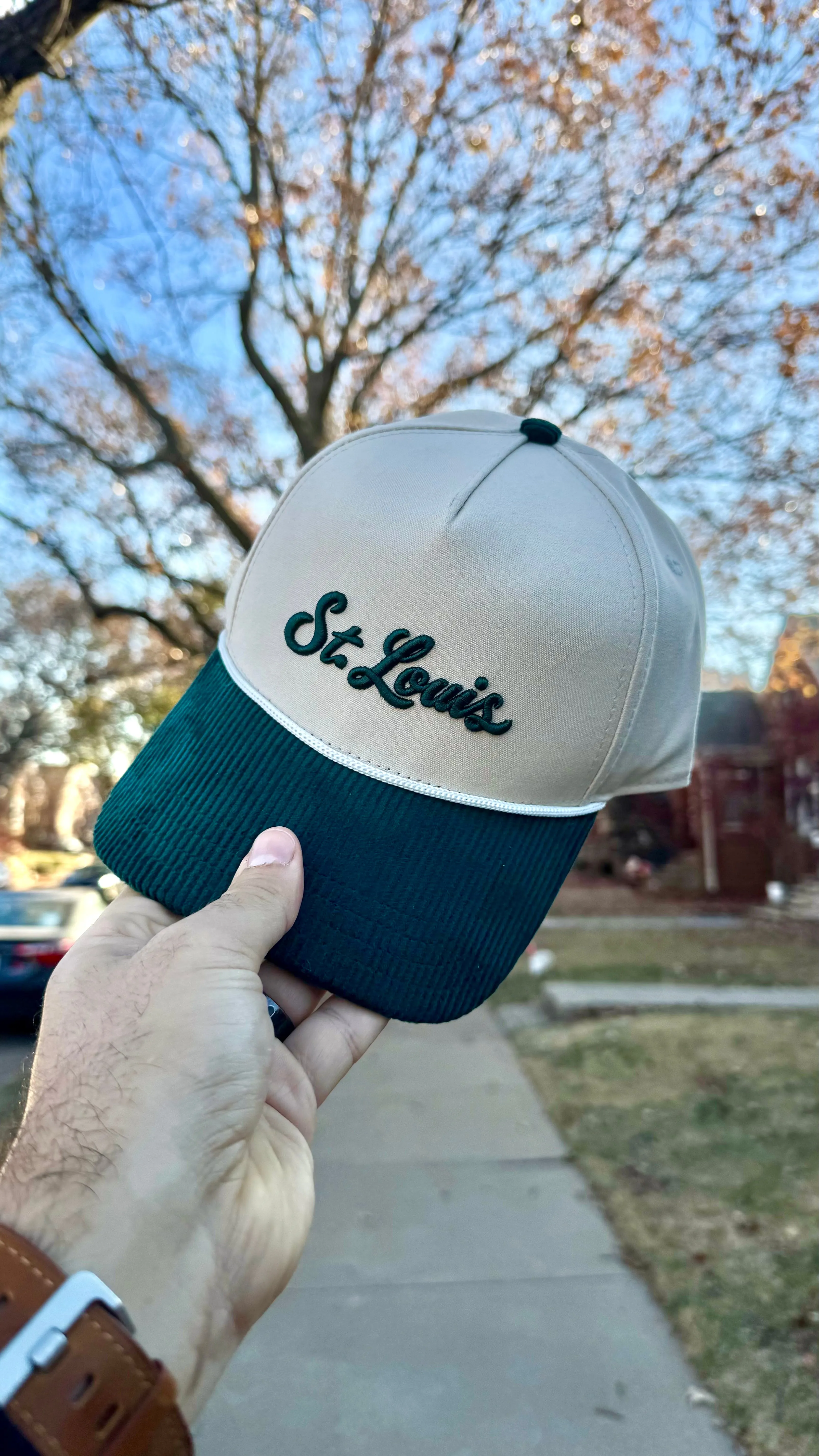 Organic St. Louis Rope Snapback Hat with Corduroy Visor