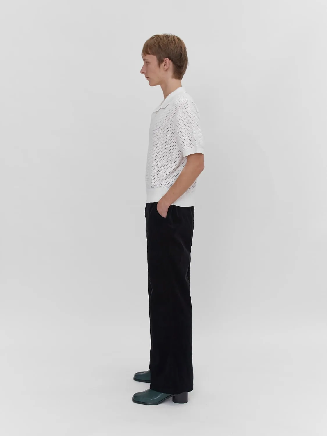 Palermo Crochet Knit Polo White