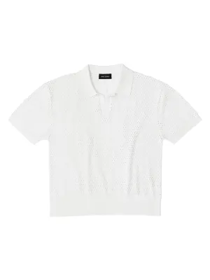 Palermo Crochet Knit Polo White