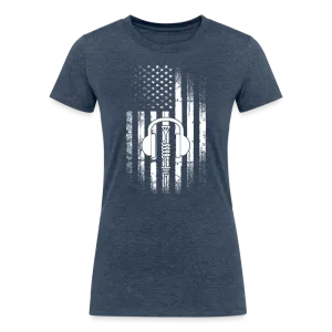 Patriotic Propagation: Distressed Flag and Ham Radio Icon - Women's Eco-Friendly Tri-Blend T-Shirt