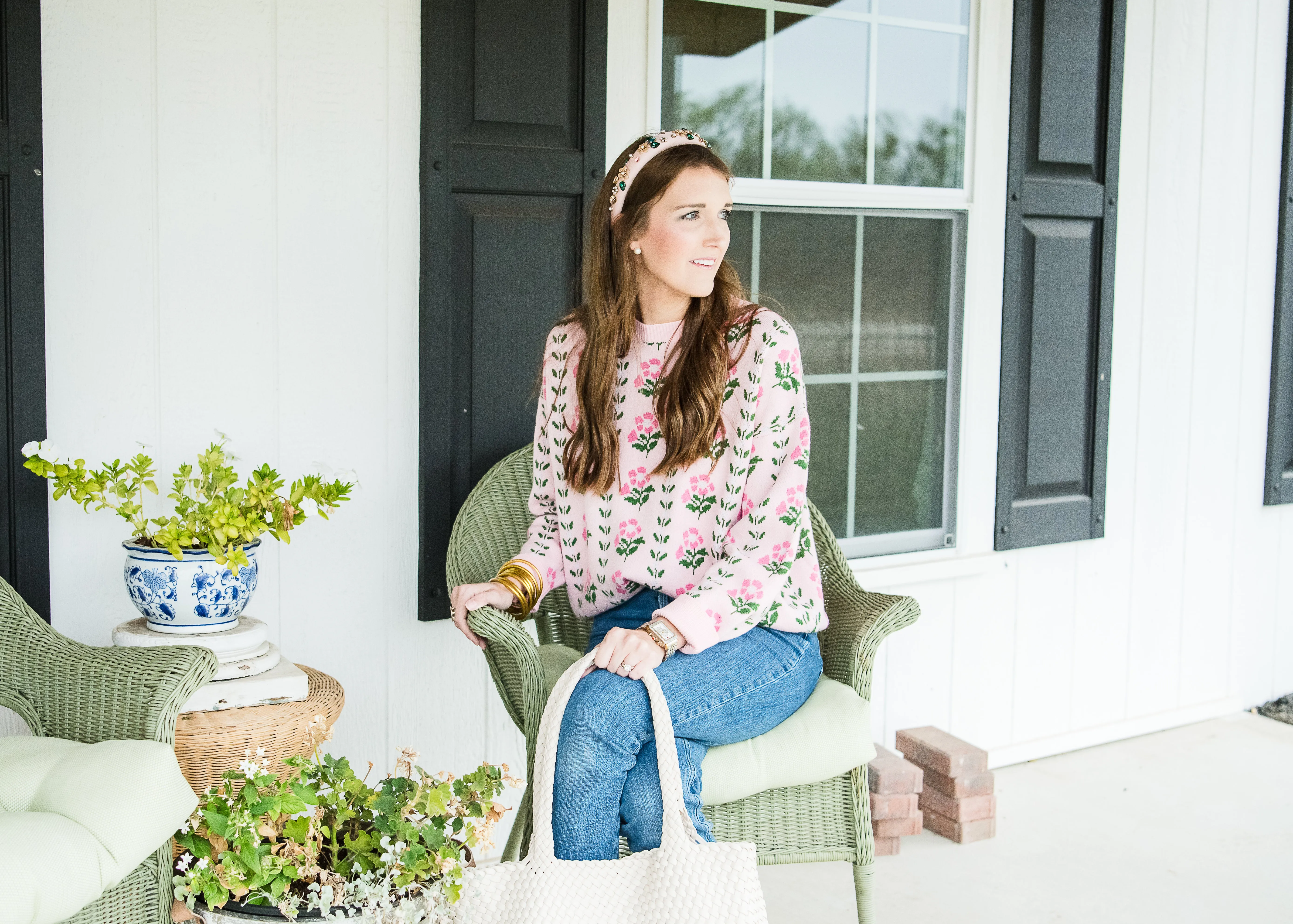 Pink Floral Sweater