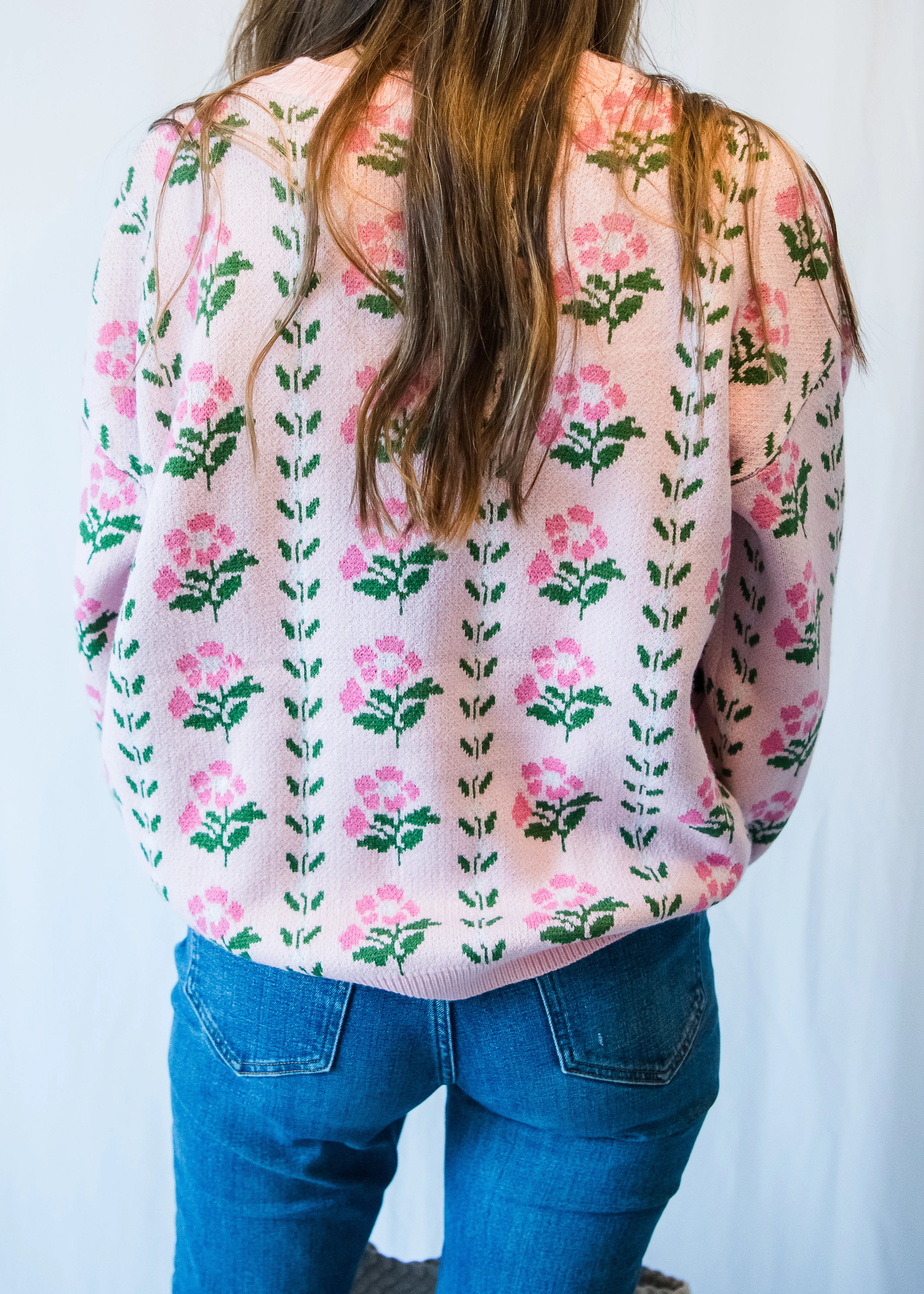 Pink Floral Sweater