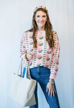 Pink Floral Sweater
