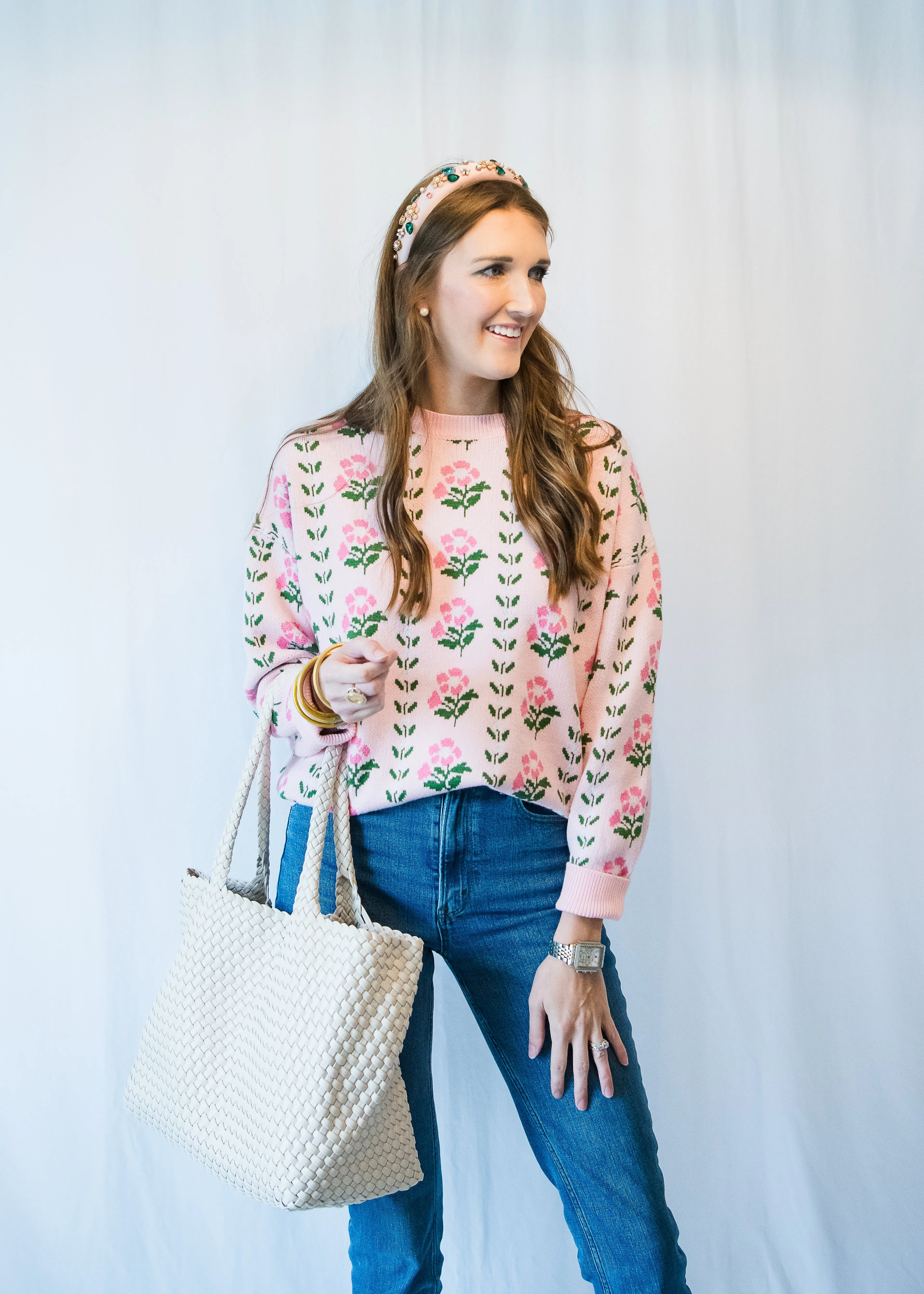 Pink Floral Sweater