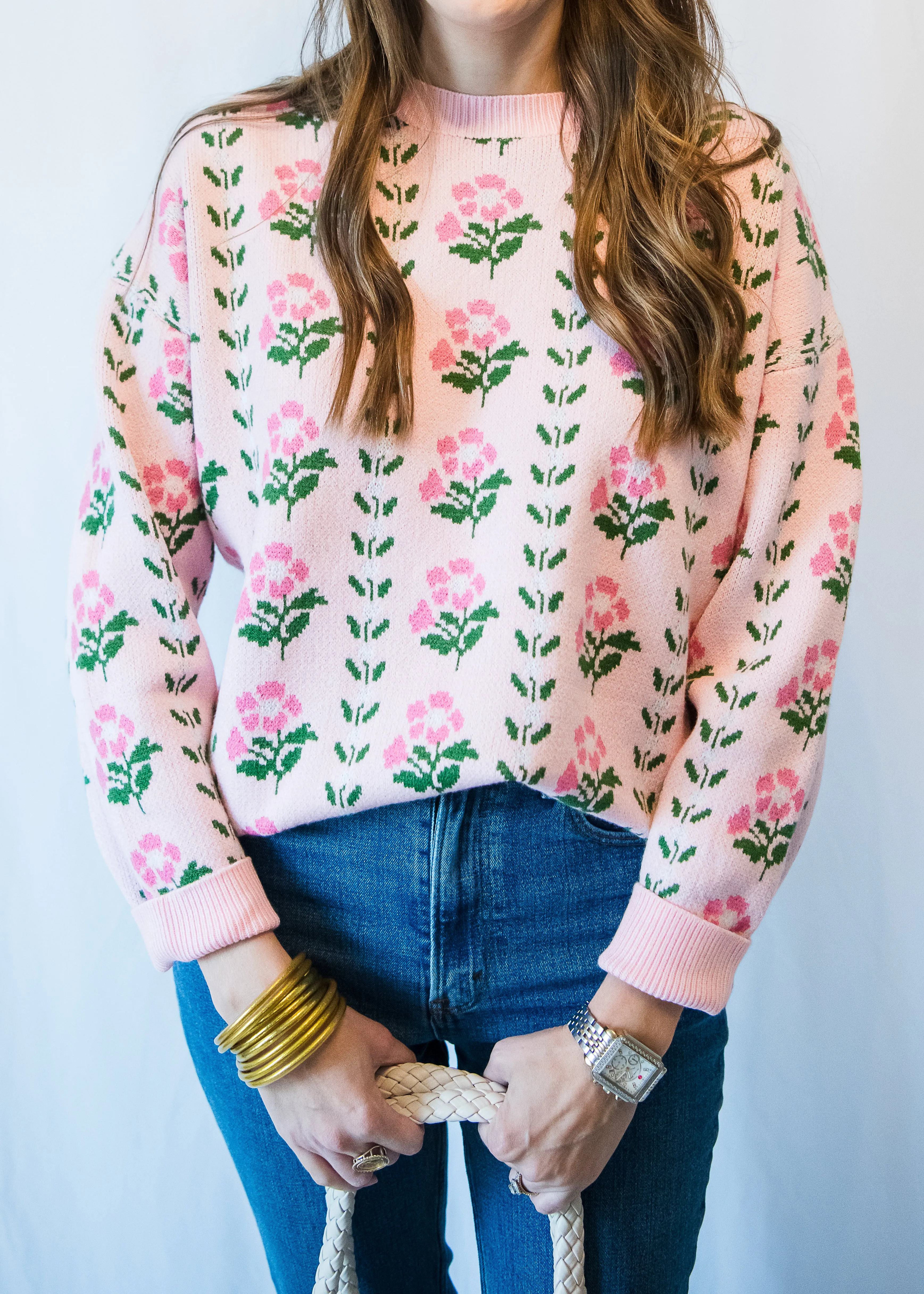 Pink Floral Sweater