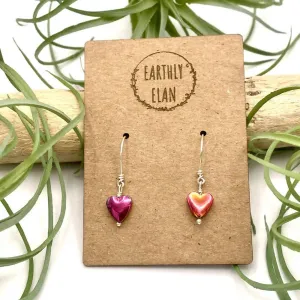 Pink Hematite Heart Earrings