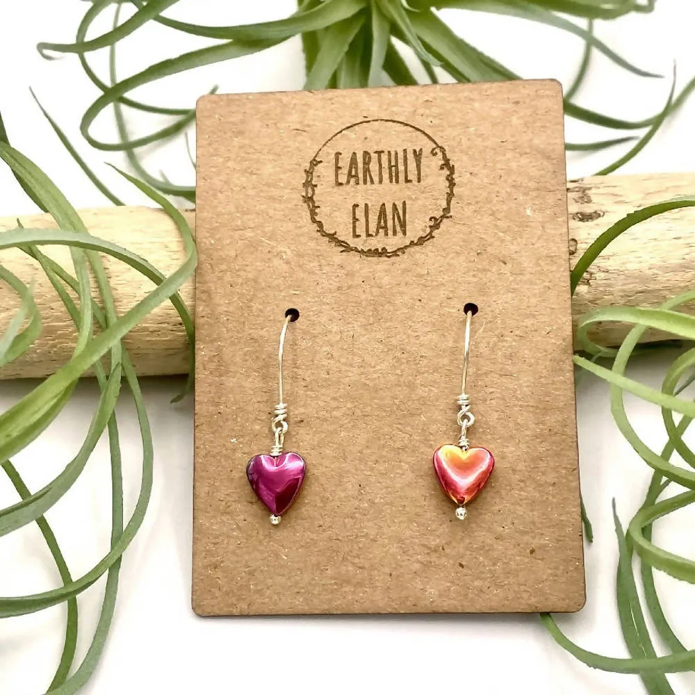 Pink Hematite Heart Earrings