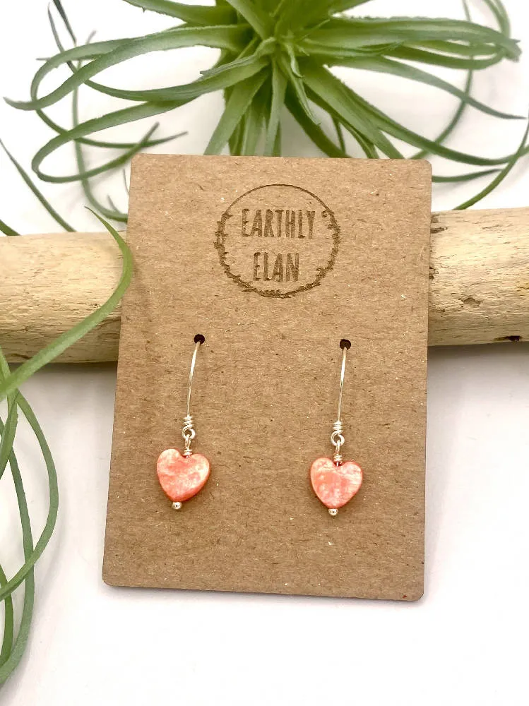 Pink Shell Heart Earrings