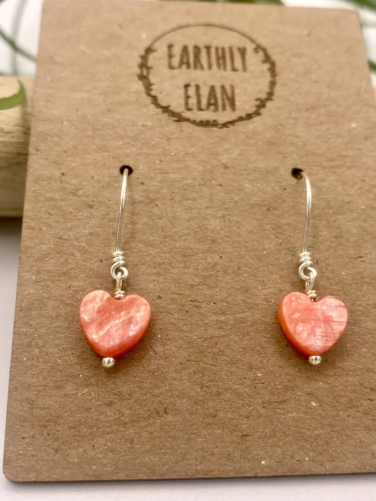 Pink Shell Heart Earrings