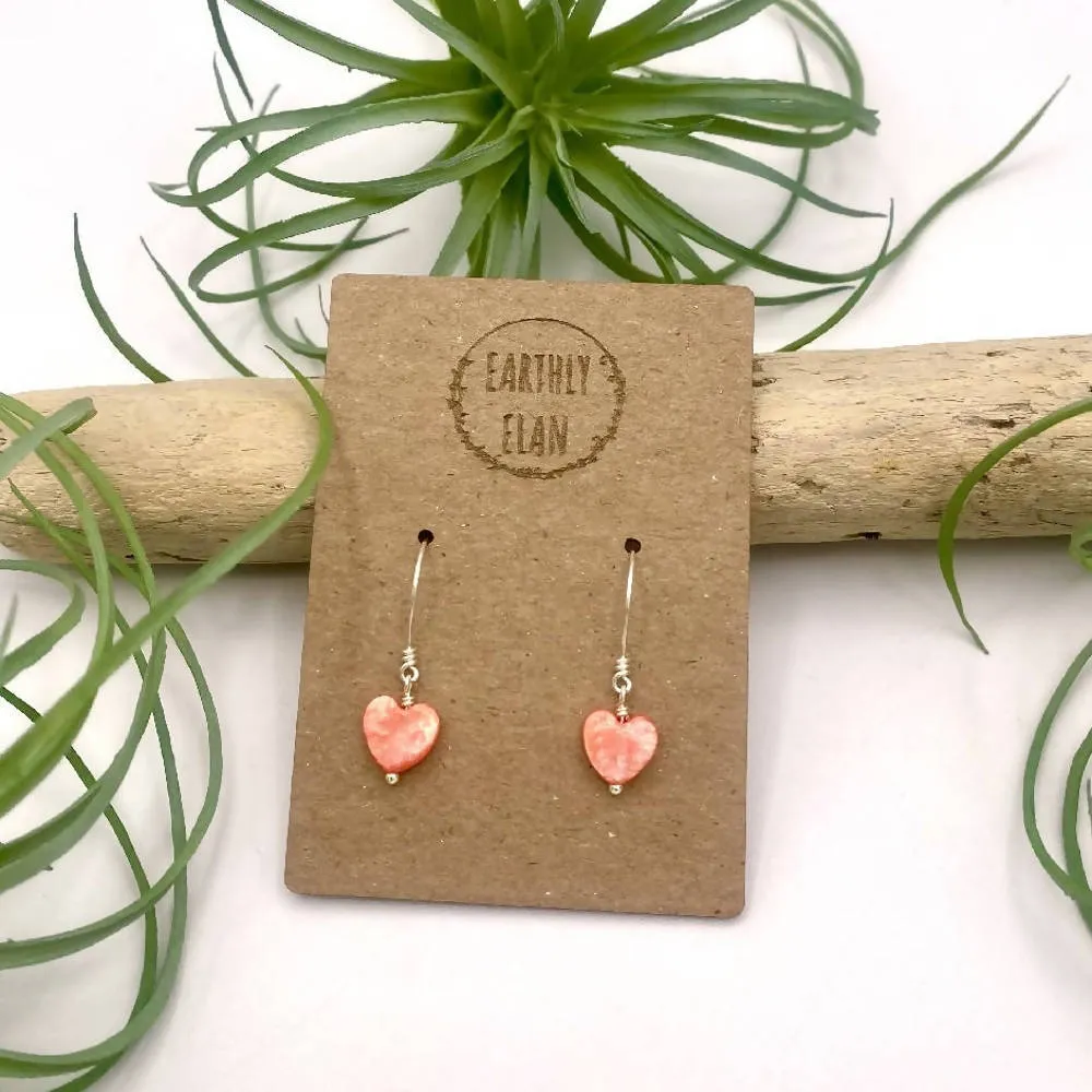 Pink Shell Heart Earrings