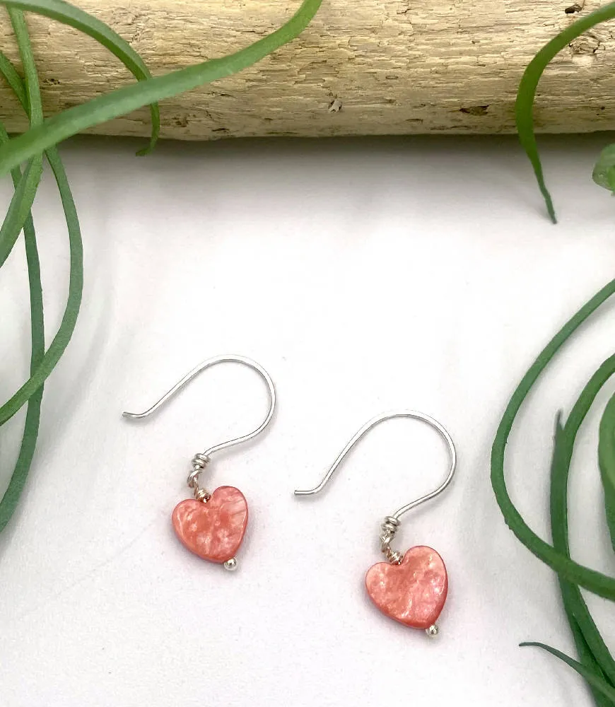 Pink Shell Heart Earrings