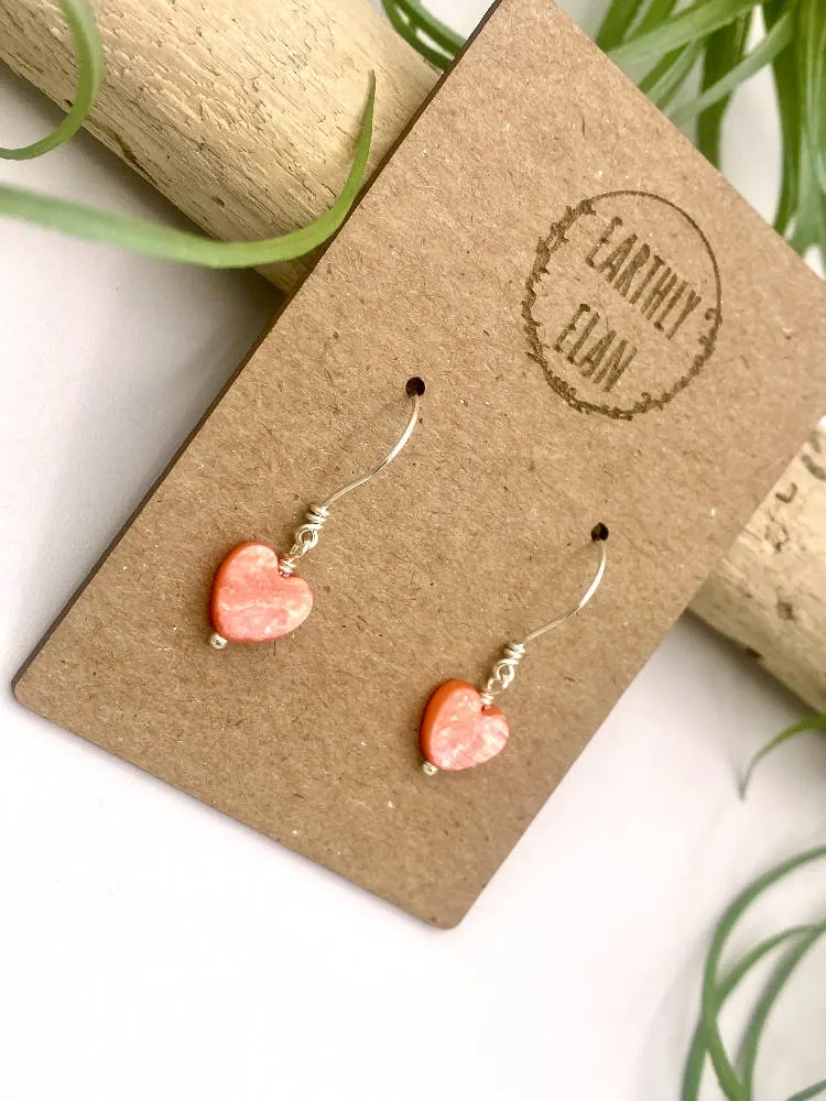 Pink Shell Heart Earrings