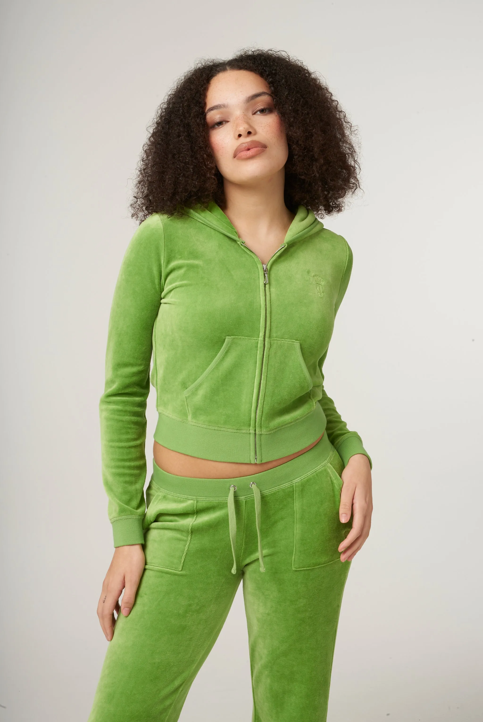 PIQUANT GREEN BAMBOO VELOUR HERITAGE HOODIE