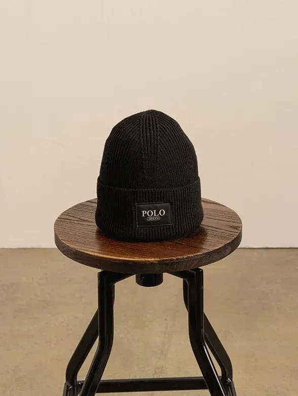 Polo Wide Cuff Beanie Black