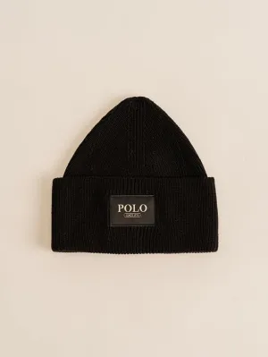 Polo Wide Cuff Beanie Black