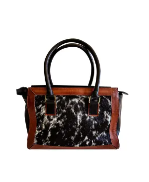 Pre-Owned Black and Brown Cowhide Fur Leather Handbag | Sustainable Style