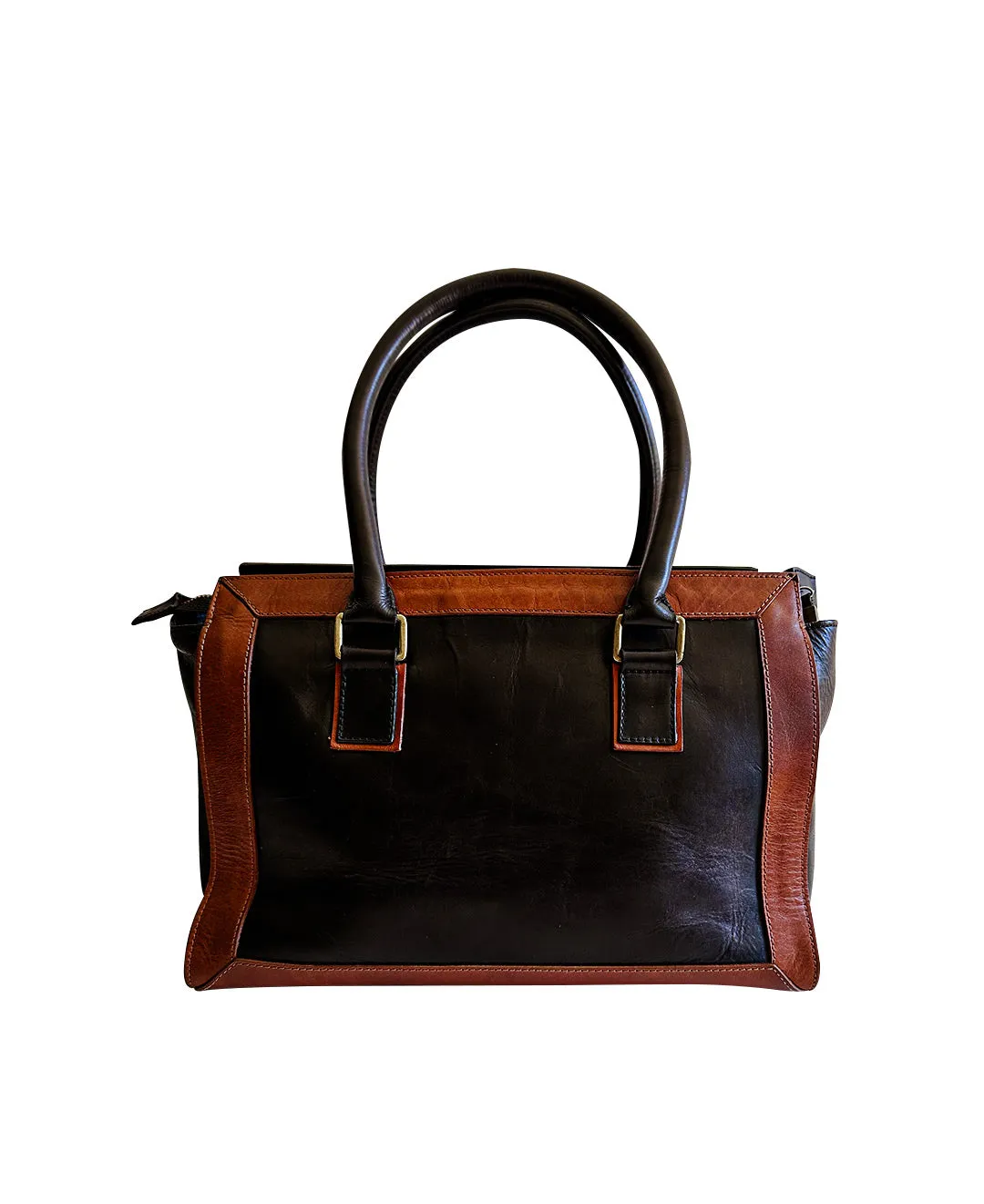 Pre-Owned Black and Brown Cowhide Fur Leather Handbag | Sustainable Style