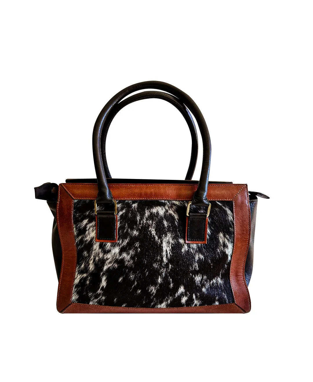 Pre-Owned Black and Brown Cowhide Fur Leather Handbag | Sustainable Style