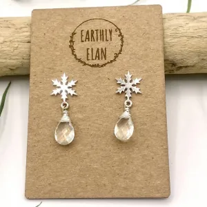 Quartz Snowflake Earrings