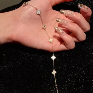 Real Gold-Plated Four-Petal Flower Bracelet