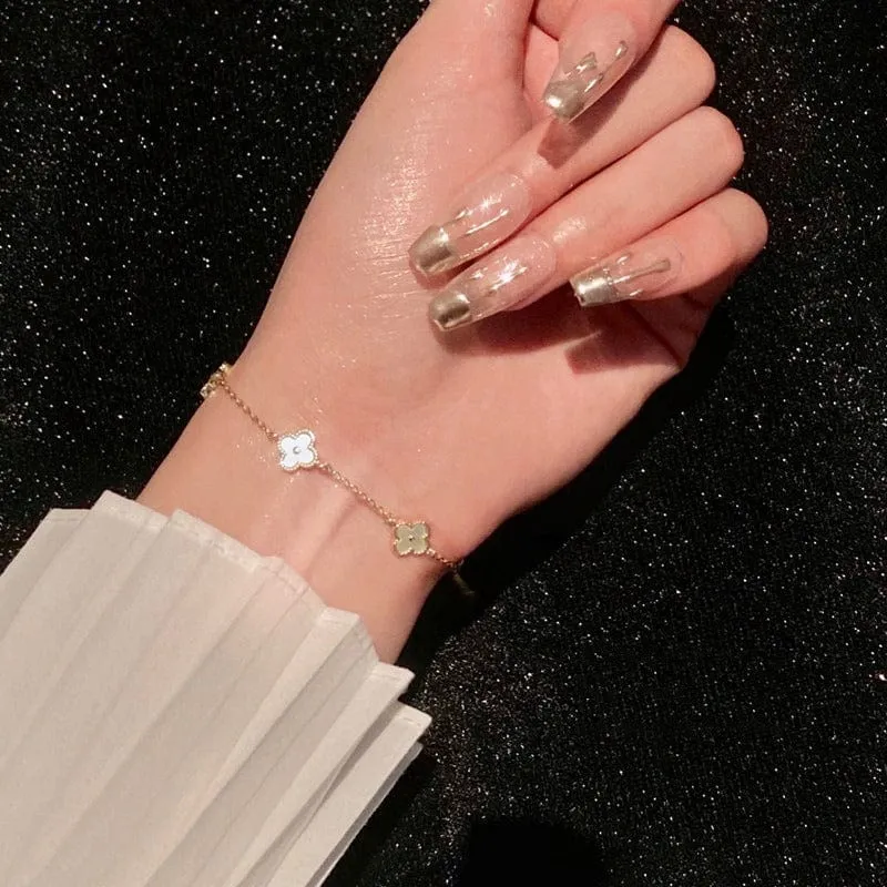 Real Gold-Plated Four-Petal Flower Bracelet