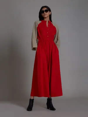 Red & Beige Sphara Jumpsuit