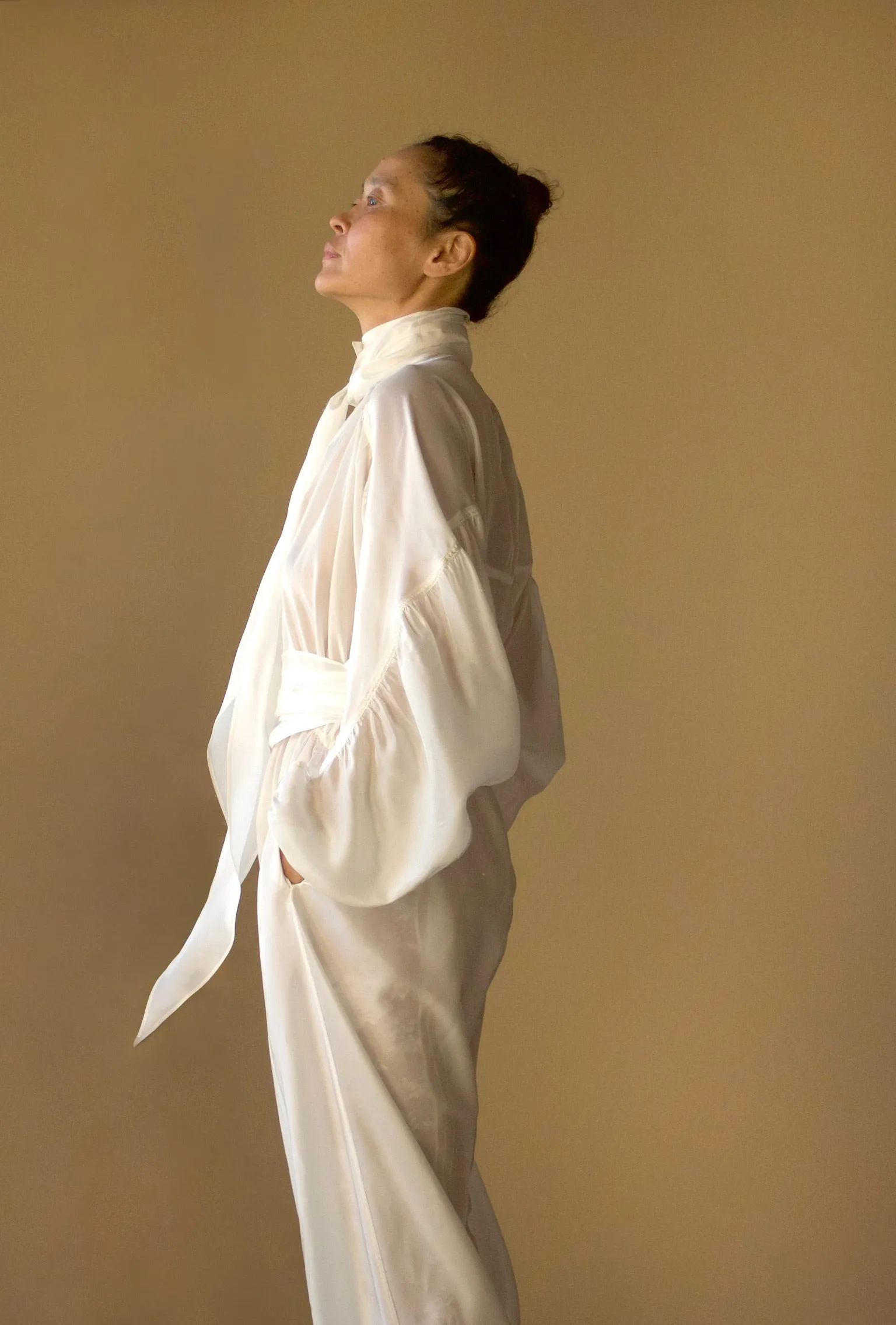 Rimbaud Jumpsuit with Infinite Sash Belt Black Parachute Silk {Made to Order}