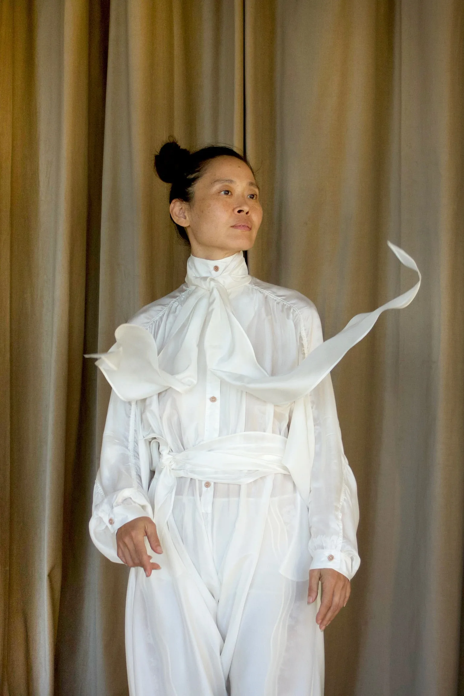 Rimbaud Jumpsuit with Infinite Sash Belt Black Parachute Silk {Made to Order}
