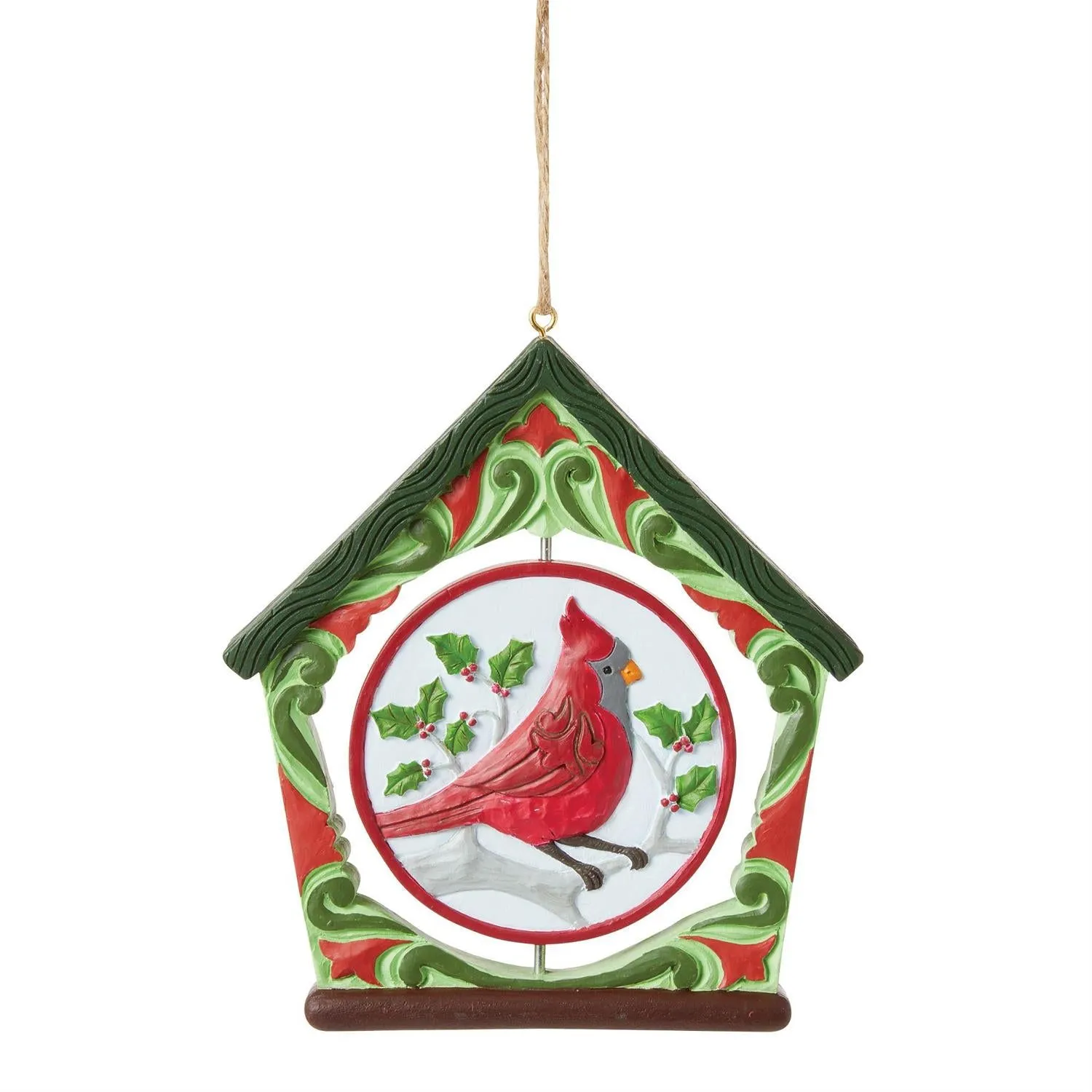 Rotating Cardinal Birdhouse Ornament