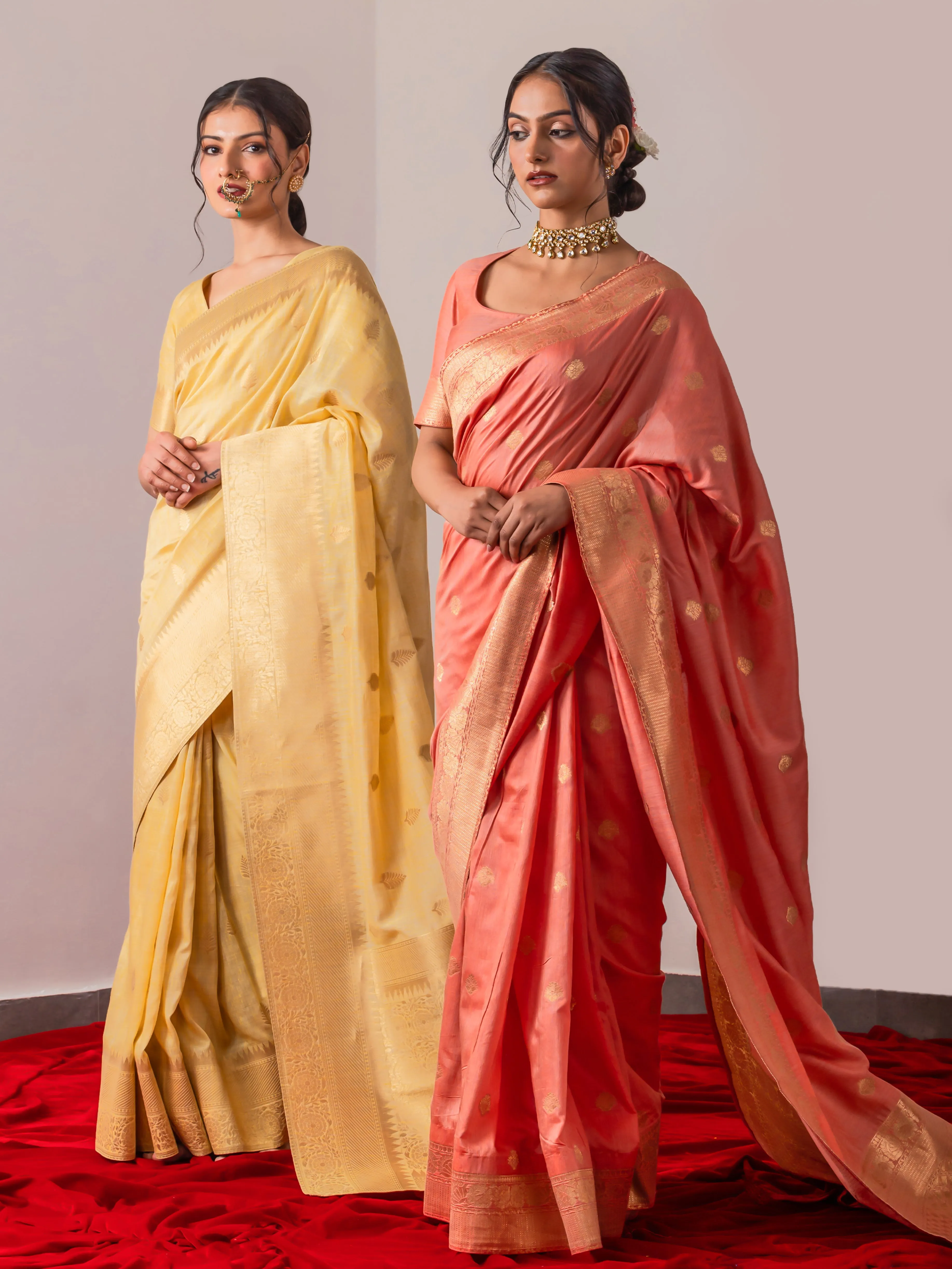 Saba Cream Soft Silk Saree with Blouse Fabric