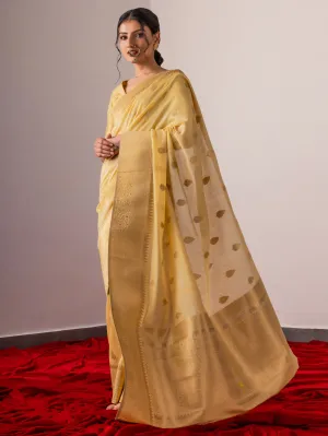 Saba Cream Soft Silk Saree with Blouse Fabric