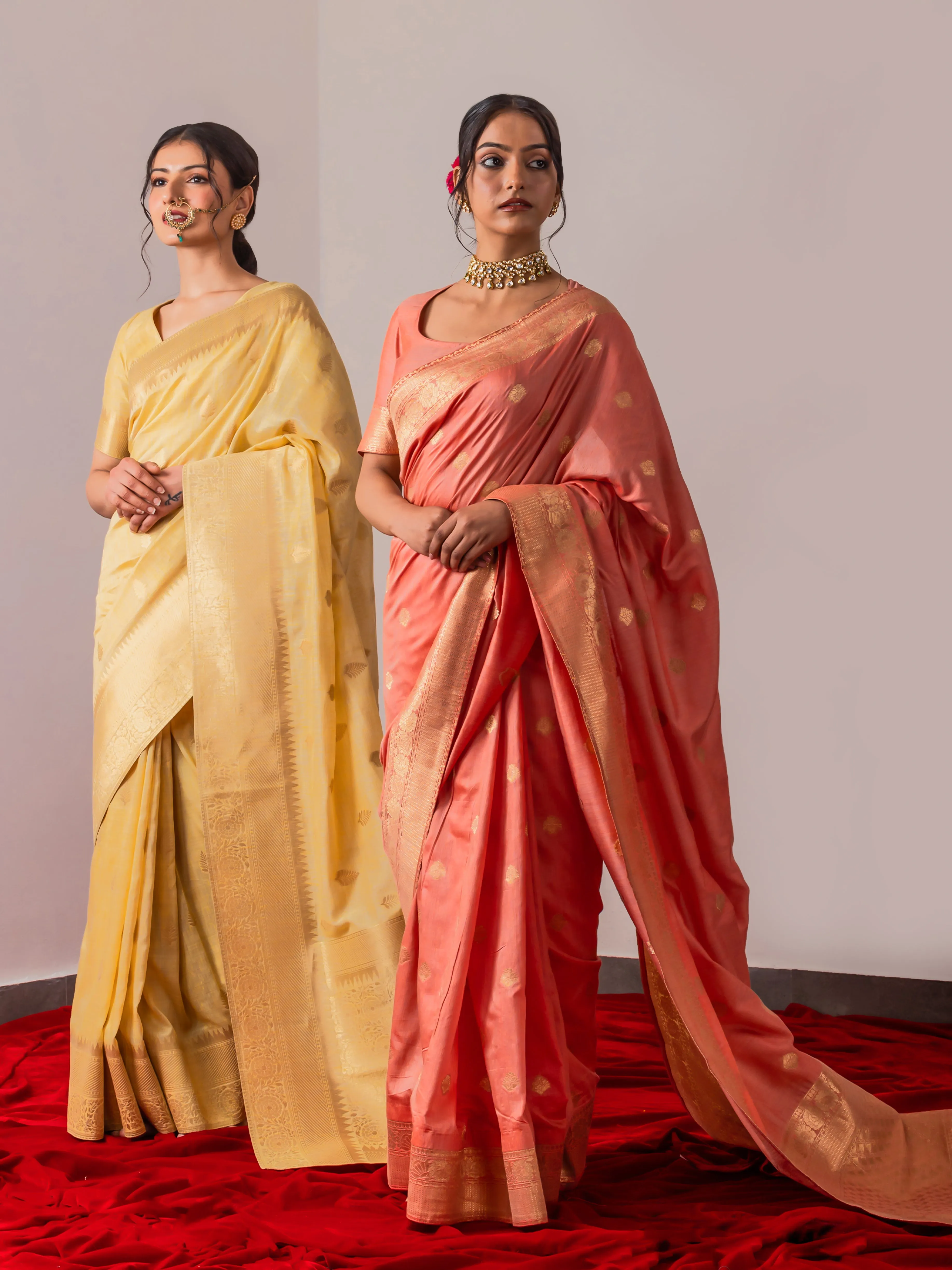 Saba Cream Soft Silk Saree with Blouse Fabric