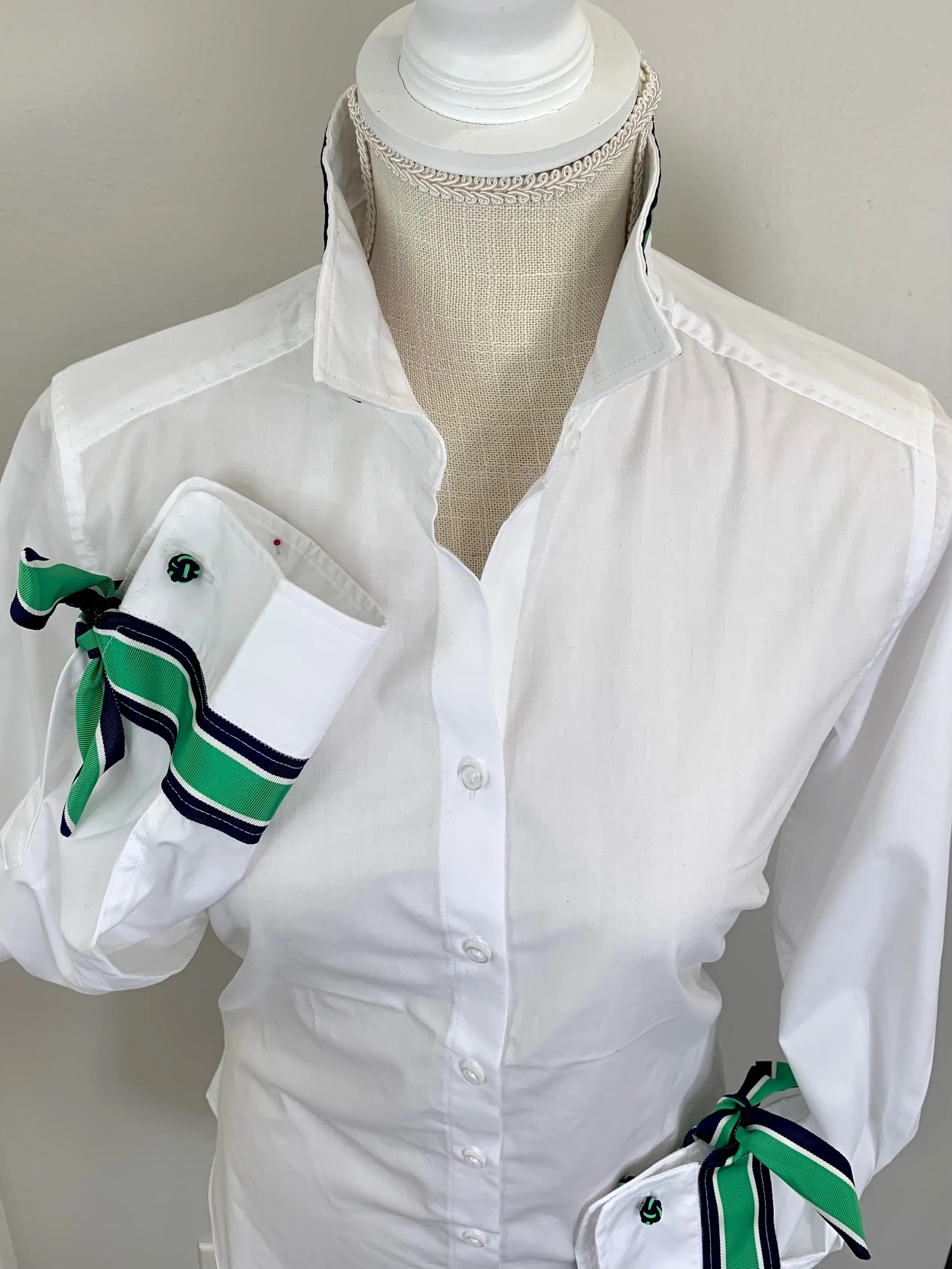 SALE - XS ONLY - Audrey Ribbon French Cuff Shirt (RFC21) *FINAL SALE*
