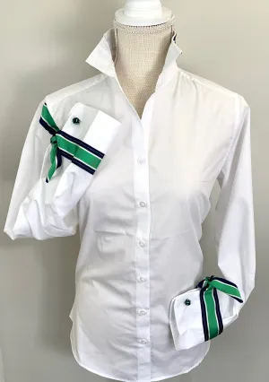 SALE - XS ONLY - Audrey Ribbon French Cuff Shirt (RFC21) *FINAL SALE*