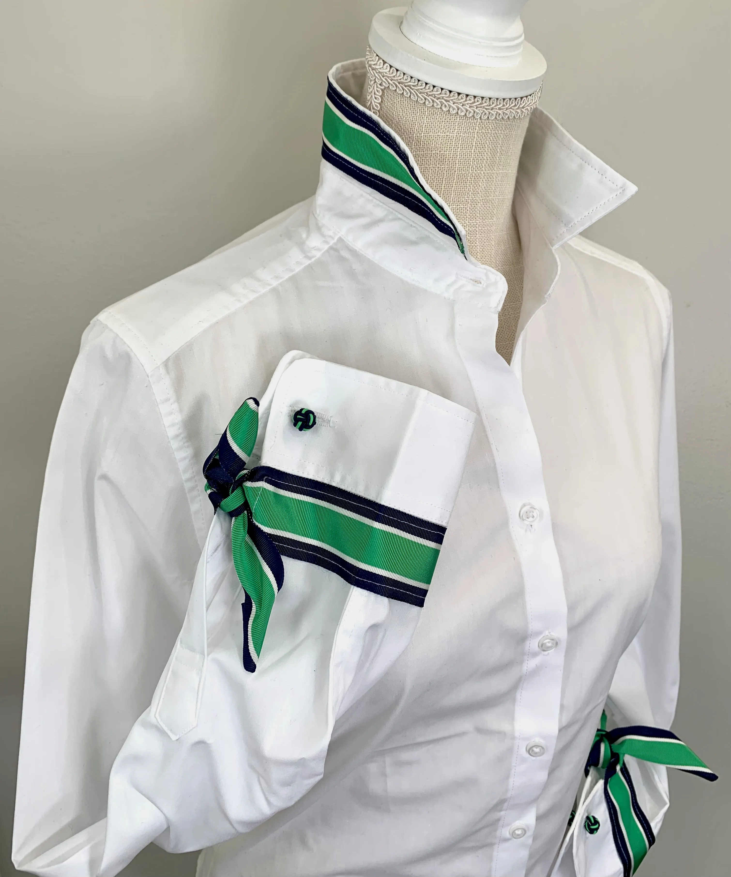 SALE - XS ONLY - Audrey Ribbon French Cuff Shirt (RFC21) *FINAL SALE*