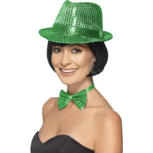 Sequin Trilby Hat - Green