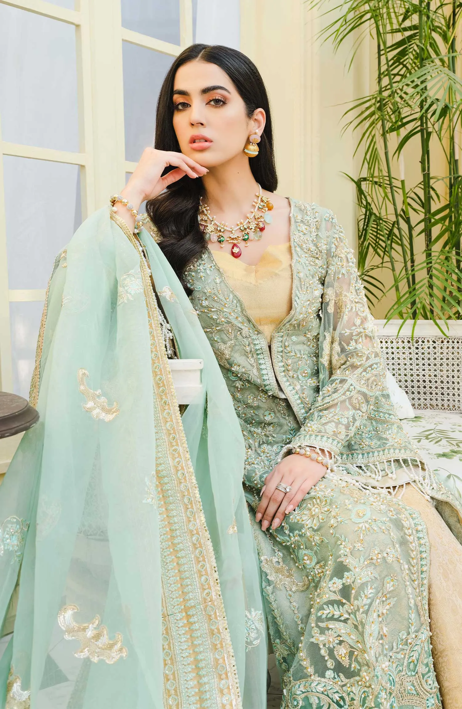 Sharara Dress Pakistani with Open Style Gown #PF417