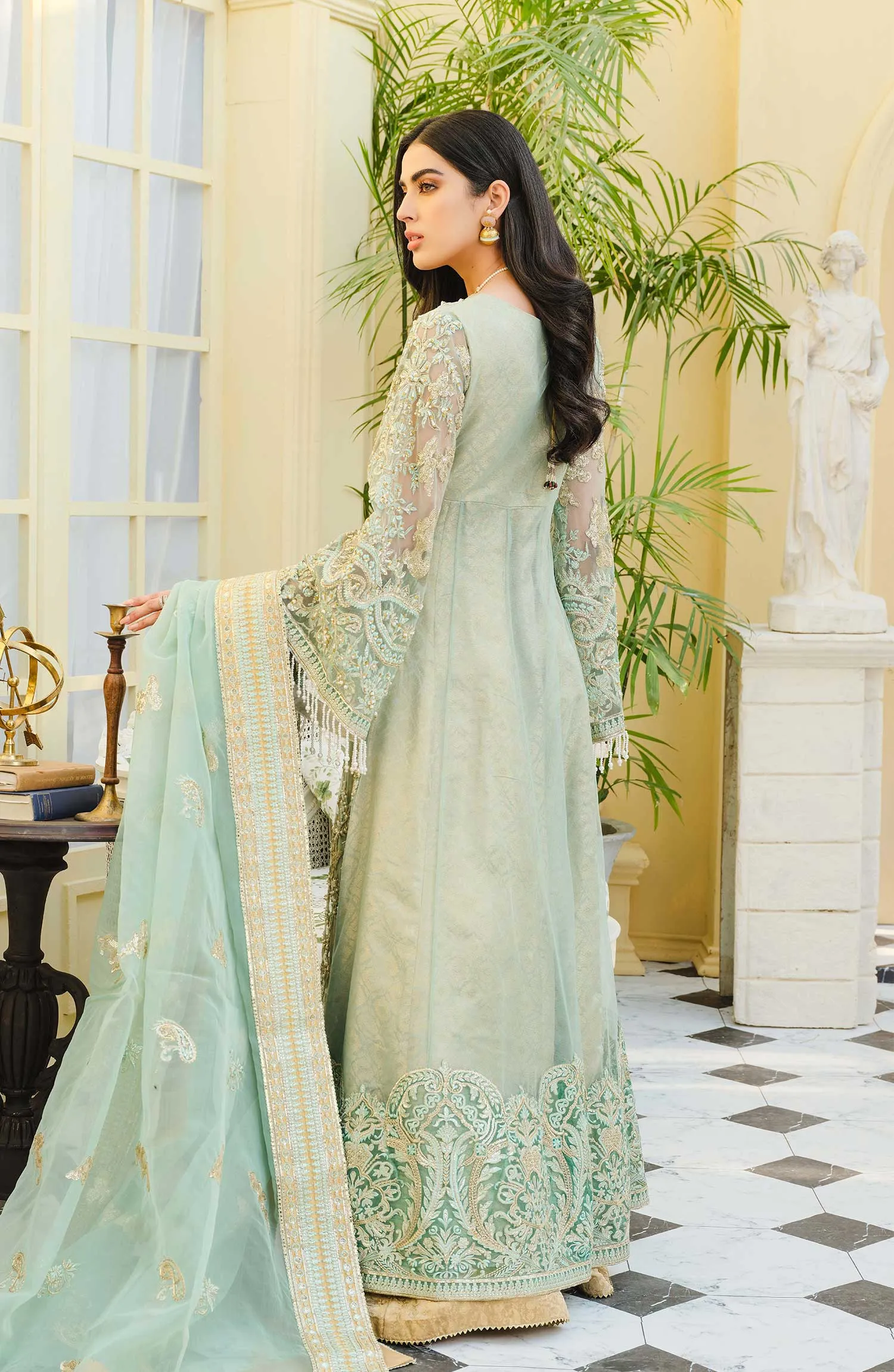 Sharara Dress Pakistani with Open Style Gown #PF417