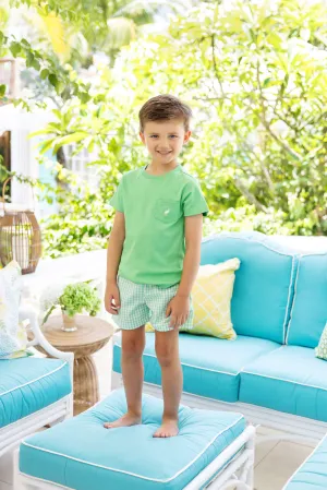 Shelton Shorts - Grafton Green Gingham with Worth Avenue White Stork