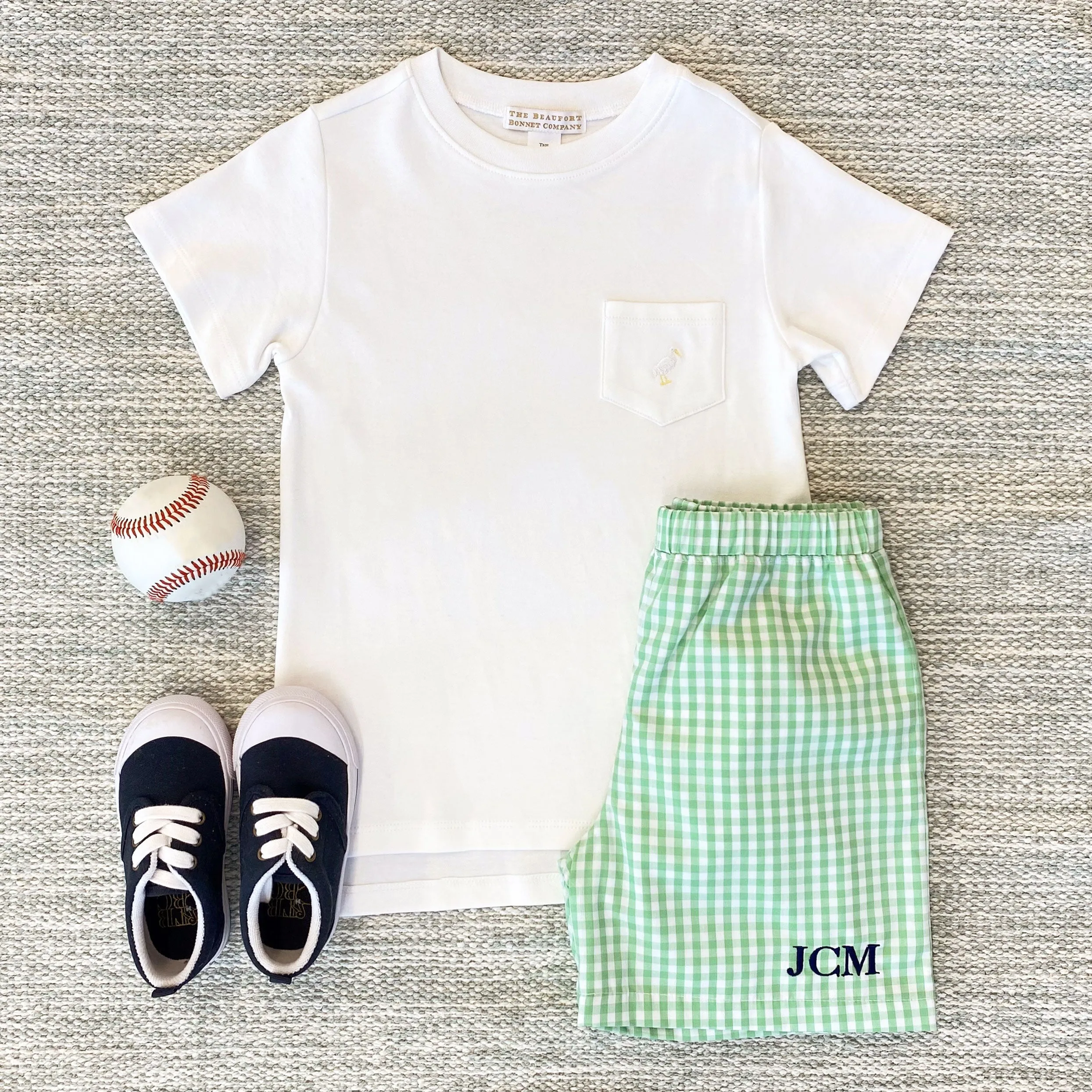 Shelton Shorts - Grafton Green Gingham with Worth Avenue White Stork