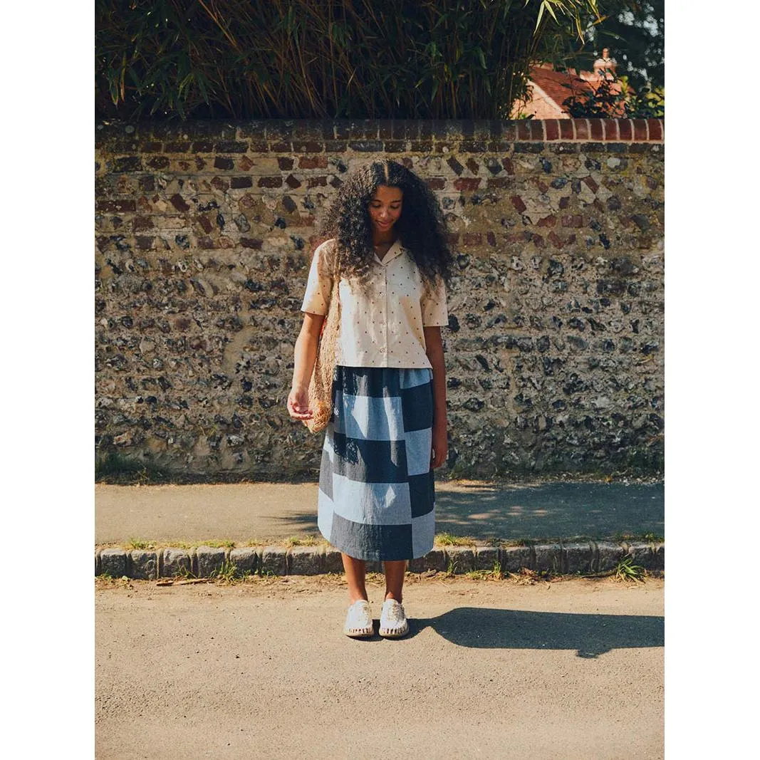 Sideline - Sky indigo patchwork skirt