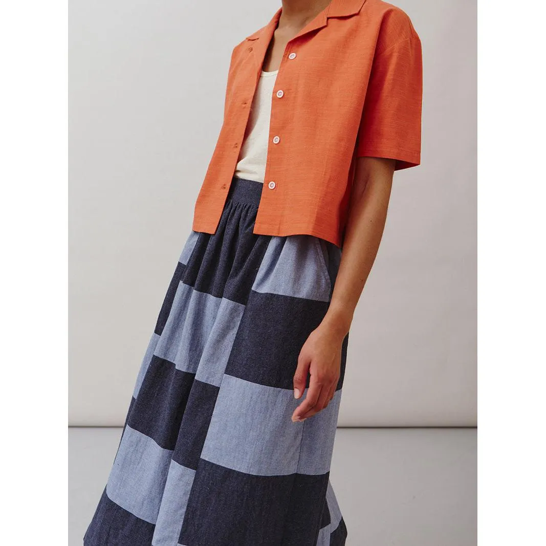 Sideline - Sky indigo patchwork skirt