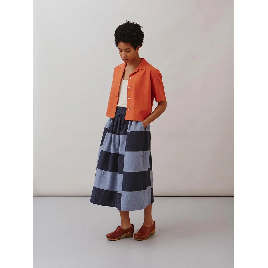 Sideline - Sky indigo patchwork skirt