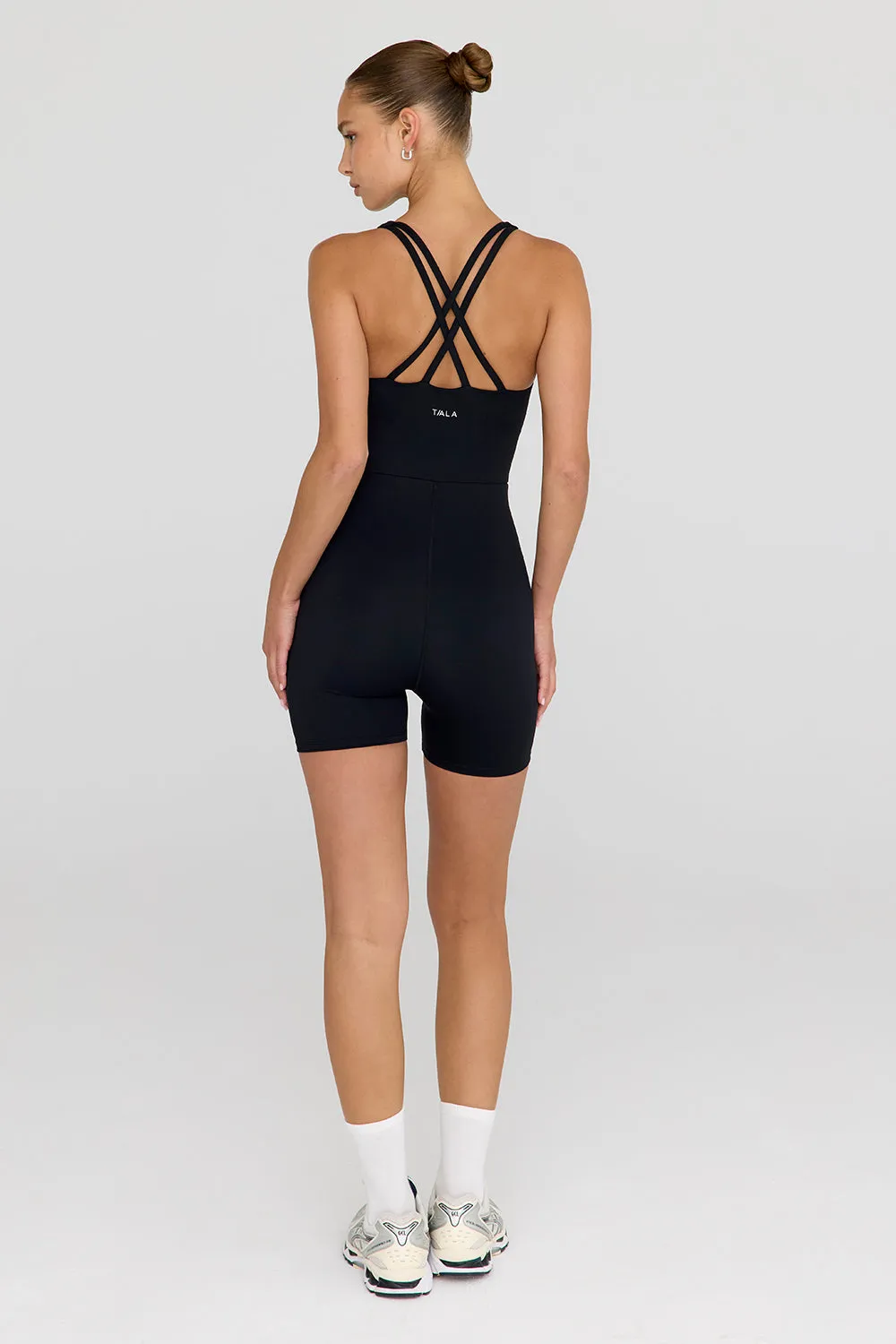 SKINLUXE BUILT-IN SUPPORT STRAPPY BACK UNITARD - SHADOW BLACK