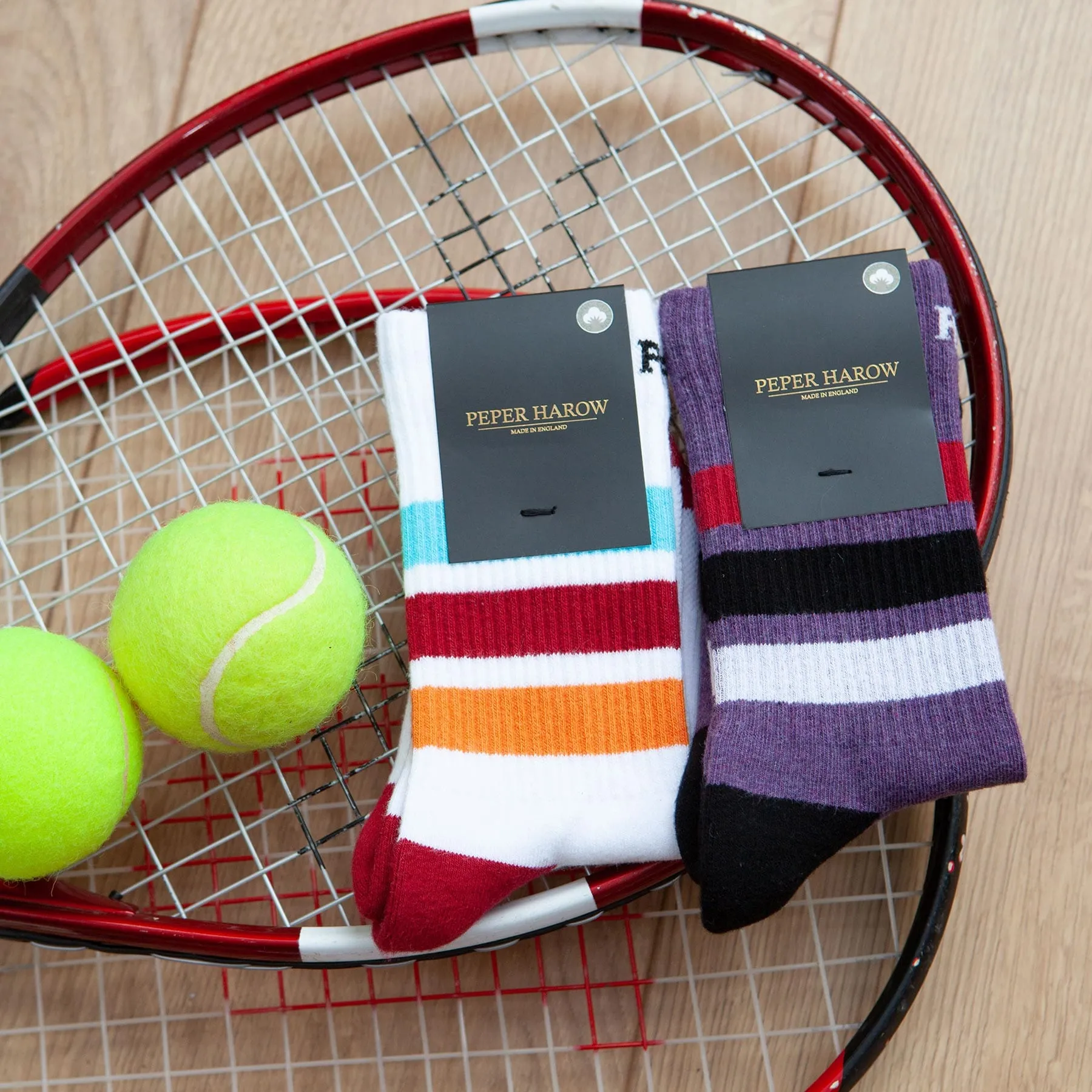 Striped Men's Organic Cotton Trainer Socks | Mauve